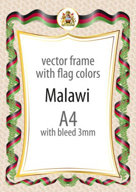 Çerçeve ve şerit kenarlığını Malavi bayrak renkleri ile
