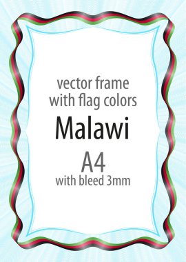 Çerçeve ve şerit kenarlığını Malavi bayrak renkleri ile