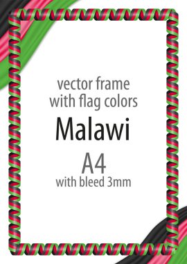 Çerçeve ve şerit kenarlığını Malavi bayrak renkleri ile