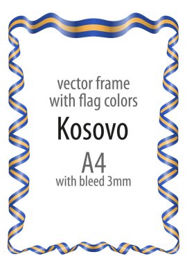 Çerçeve ve şerit kenarlığını Kosova bayrak renkleri ile