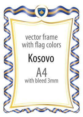 Çerçeve ve şerit kenarlığını Kosova bayrak renkleri ile