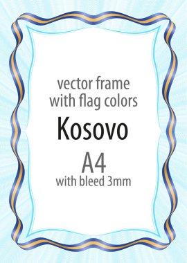 Çerçeve ve şerit kenarlığını Kosova bayrak renkleri ile
