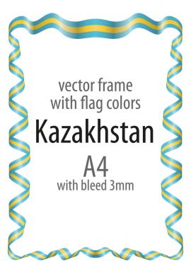 Çerçeve ve şerit kenarlığını Kazakistan bayrağı renkleri ile