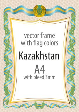 Çerçeve ve şerit kenarlığını Kazakistan bayrağı renkleri ile