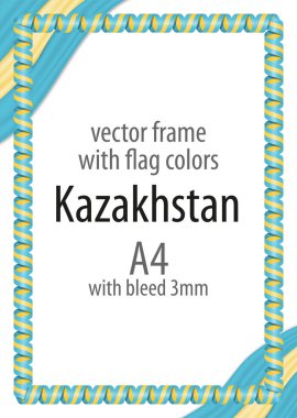 Çerçeve ve şerit kenarlığını Kazakistan bayrağı renkleri ile