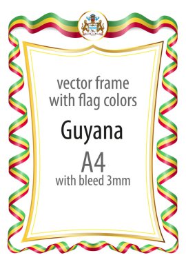 Çerçeve ve şerit kenarlığını Guyana bayrak renkleri ile