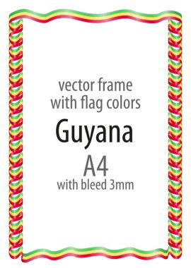 Çerçeve ve şerit kenarlığını Guyana bayrak renkleri ile