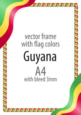 Çerçeve ve şerit kenarlığını Guyana bayrak renkleri ile