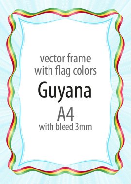 Çerçeve ve şerit kenarlığını Guyana bayrak renkleri ile