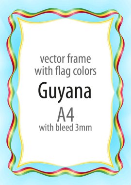 Çerçeve ve şerit kenarlığını Guyana bayrak renkleri ile