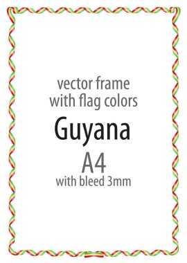 Çerçeve ve şerit kenarlığını Guyana bayrak renkleri ile