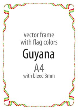 Çerçeve ve şerit kenarlığını Guyana bayrak renkleri ile