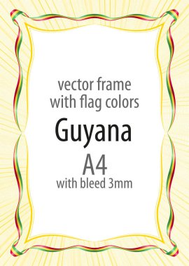 Çerçeve ve şerit kenarlığını Guyana bayrak renkleri ile