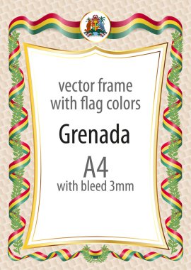Çerçeve ve şerit kenarlığını Grenada bayrağı renkleri ile