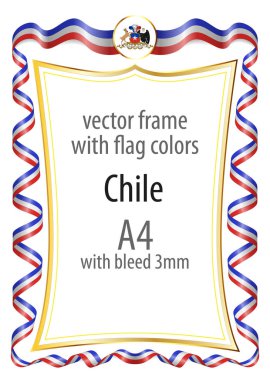 Çerçeve ve şerit kenarlığını Şili bayrak renkleri ile