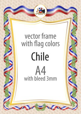 Çerçeve ve şerit kenarlığını Şili bayrak renkleri ile