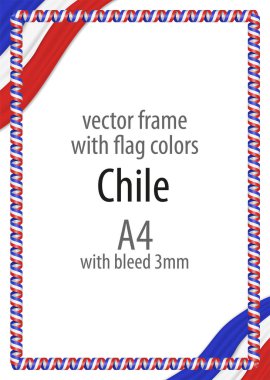 Çerçeve ve şerit kenarlığını Şili bayrak renkleri ile