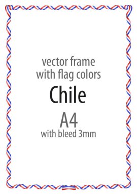 Çerçeve ve şerit kenarlığını Şili bayrak renkleri ile