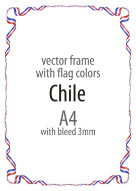 Çerçeve ve şerit kenarlığını Şili bayrak renkleri ile