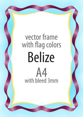 Çerçeve ve şerit kenarlığını Belize bayrağı renkleri ile