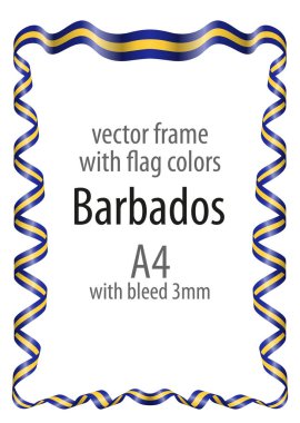Çerçeve ve şerit kenarlığını Barbados bayrağı renkleri ile