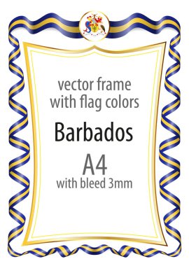 Çerçeve ve şerit kenarlığını Barbados bayrağı renkleri ile
