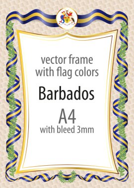 Çerçeve ve şerit kenarlığını Barbados bayrağı renkleri ile