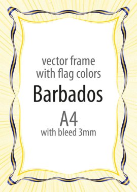 Çerçeve ve şerit kenarlığını Barbados bayrağı renkleri ile