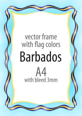 Çerçeve ve şerit kenarlığını Barbados bayrağı renkleri ile