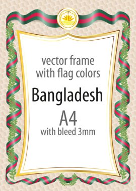 Çerçeve ve şerit kenarlığını Bangladeş bayrak renkleri ile