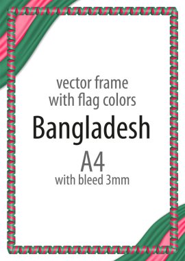 Çerçeve ve şerit kenarlığını Bangladeş bayrak renkleri ile