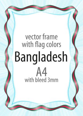 Çerçeve ve şerit kenarlığını Bangladeş bayrak renkleri ile