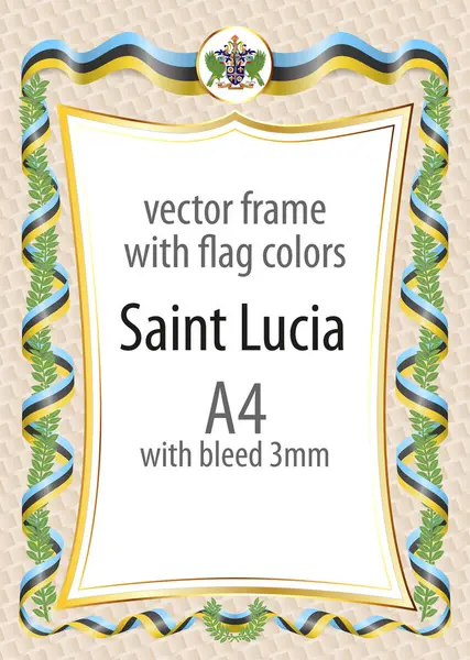 Çerçeve ve şerit kenarlığını Saint Lucia bayrak renkleri ile