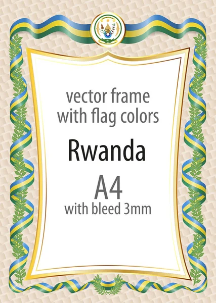 Çerçeve ve şerit kenarlığını Ruanda bayrak renkleri ile