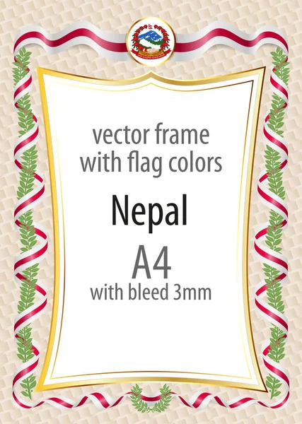 Çerçeve ve şerit kenarlığını Nepal bayrak renkleri ile