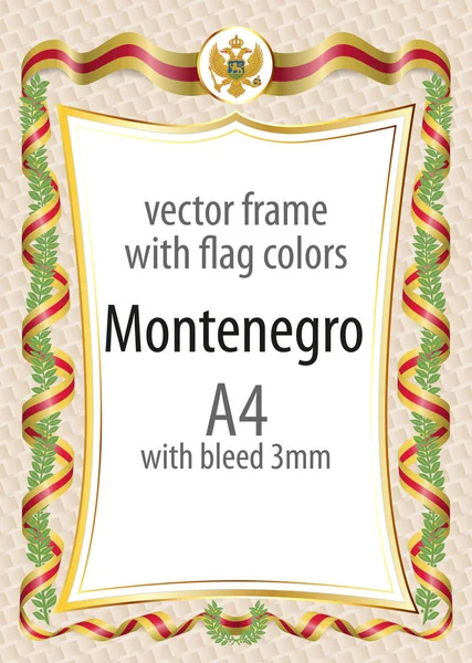 Çerçeve ve şerit sınır Karadağ bayrak renkleri ile
