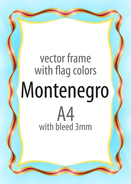 Çerçeve ve şerit sınır Karadağ bayrak renkleri ile