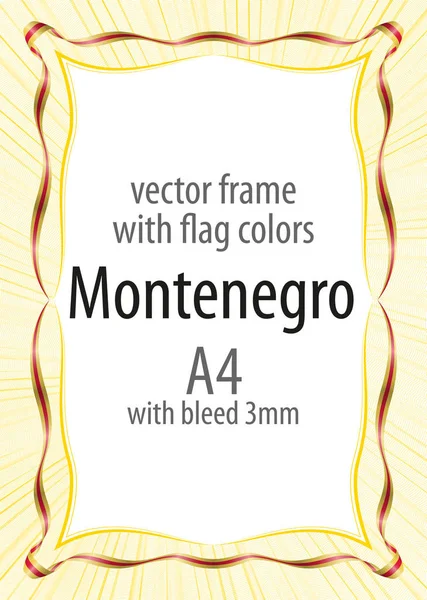 Çerçeve ve şerit sınır Karadağ bayrak renkleri ile
