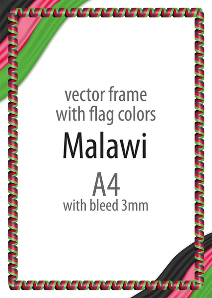 Çerçeve ve şerit kenarlığını Malavi bayrak renkleri ile