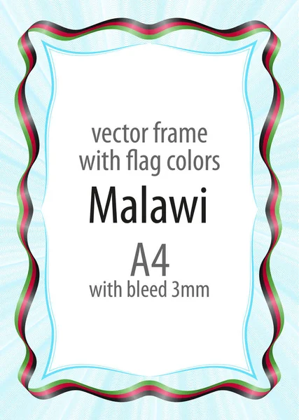 Çerçeve ve şerit kenarlığını Malavi bayrak renkleri ile