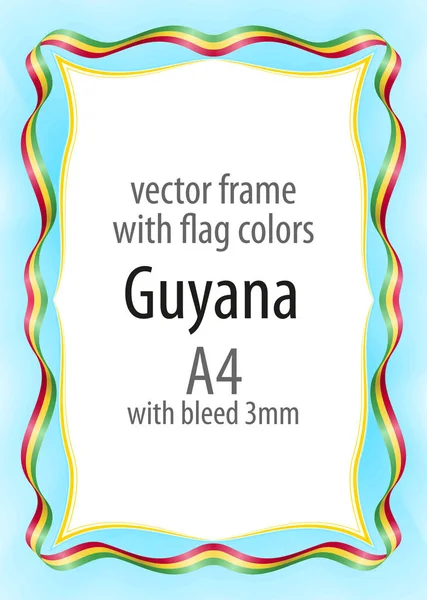 Çerçeve ve şerit kenarlığını Guyana bayrak renkleri ile