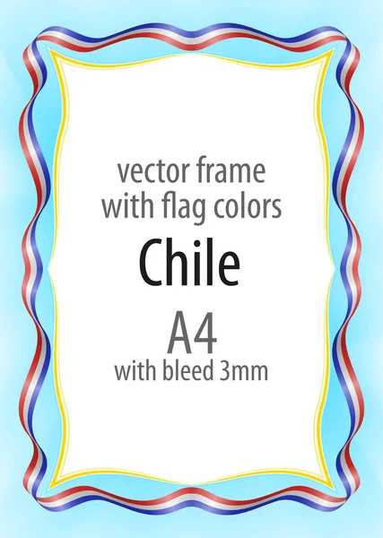 Çerçeve ve şerit kenarlığını Şili bayrak renkleri ile