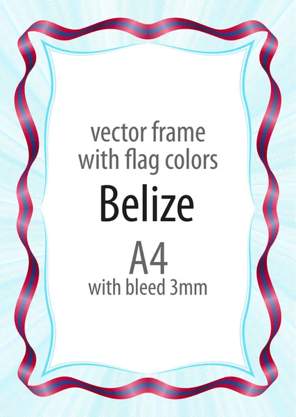 Çerçeve ve şerit kenarlığını Belize bayrağı renkleri ile