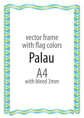 Çerçeve ve şerit kenarlığını Palau bayrak renkleri ile