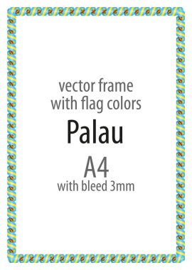 Çerçeve ve şerit kenarlığını Palau bayrak renkleri ile