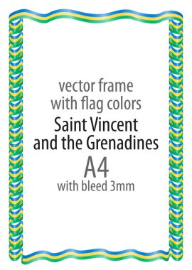 Çerçeve ve şerit kenarlığını Saint Vincent ve Grenadinler bayrak renkleri ile