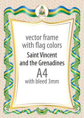 Çerçeve ve şerit kenarlığını Saint Vincent ve Grenadinler bayrak renkleri ile
