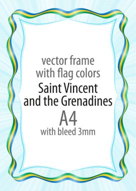 Çerçeve ve şerit kenarlığını Saint Vincent ve Grenadinler bayrak renkleri ile