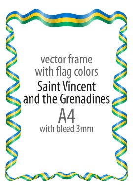 Çerçeve ve şerit kenarlığını Saint Vincent ve Grenadinler bayrak renkleri ile
