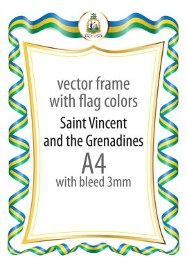 Çerçeve ve şerit kenarlığını Saint Vincent ve Grenadinler bayrak renkleri ile
